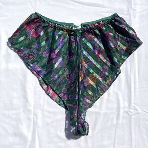 Vintage Victoria’s Secret Gold Label Satin Lingerie Bottoms Size P Green